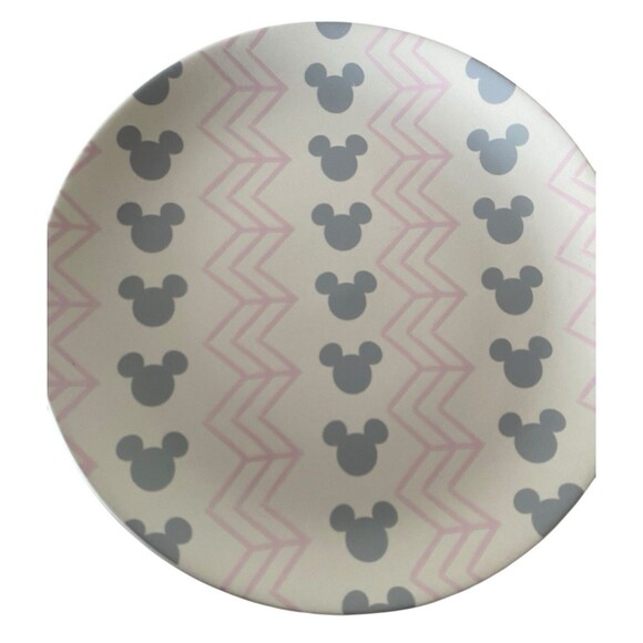 Disney Parks ~ Mickey Mouse Icon Homestead Gray & Pink Salad/Cake Plate Set of 4 - Picture 6 of 8